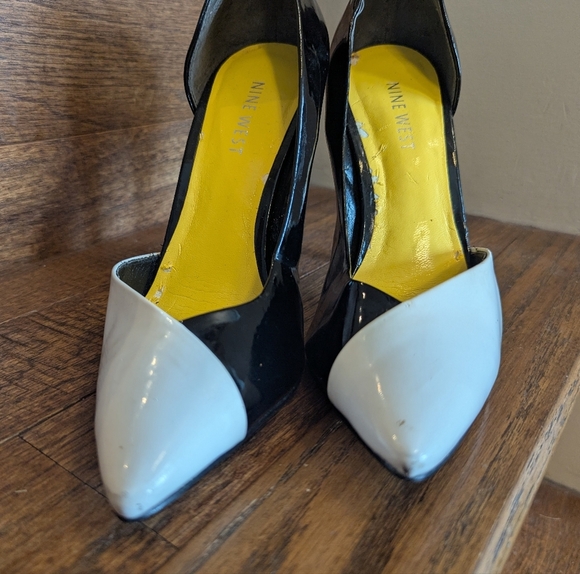 Nine West White and Black Patent Vegan Leather Stiletto Pumps Size 7 - Picture 14 of 14
